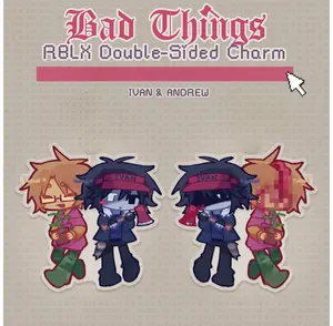 RBLX Bad Things Keychain Acrylic Charm, Roblox Cute Keyring Acrylic, Perfect Gift for Fans, Collectible Character Charms, Backpack & Bag Accessories