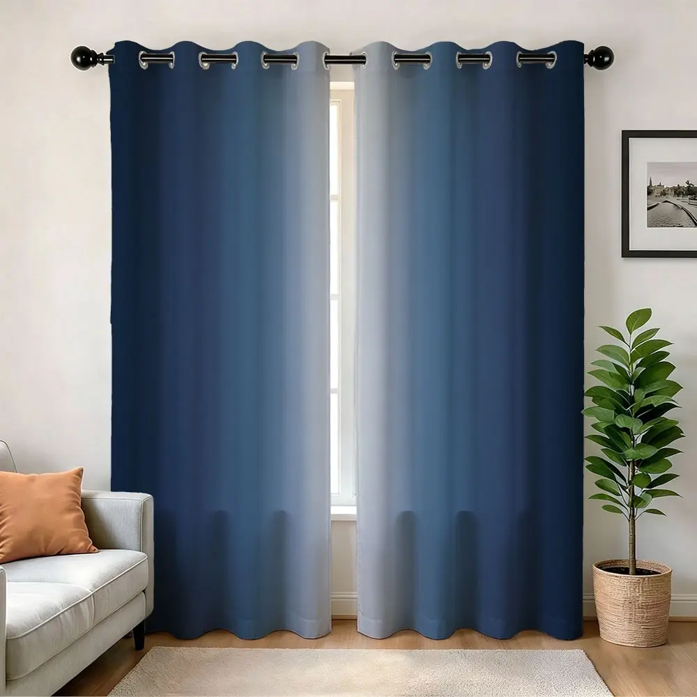 Gradient Blackout Curtains, Thermal Insulated Drapes with Eyelet Top, Polyester Curtain Easy Install Home Decoration Curtain, Blackout Window Cover, Ideal for Bedroom Kitchen Bathroom (2 Panels W84 X L84 Inch)