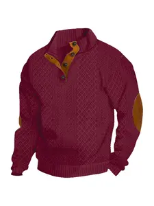 Men's Casual Colorblock Stand Collar Knitted Sweatshirt, Long Sleeve Fall & Winter Top, Fashionable Comfort Fit for Daily Wear