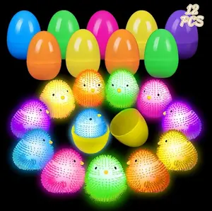 Prefilled Easter Eggs with Toys – 12PCS Glow in The Dark Stress Ball Squishy Toys, Easter Egg Fillers for Kids, Easter Basket Stuffers, Easter Egg Hunt Party Favors