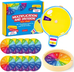Math Fidget Spinner - 25 Self-Checking Multiplication&Division Flash Cards, Spin & Solve Quiz Wheel,Hands-On Math Manipulatives Game for Kids 3rd 4th Grade Classroom Must Haves