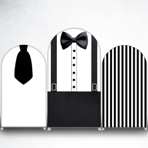 15-day Delivery Tuxedo Bow Tie Arch Backdrop Cover for Gentleman Theme Party and Wedding