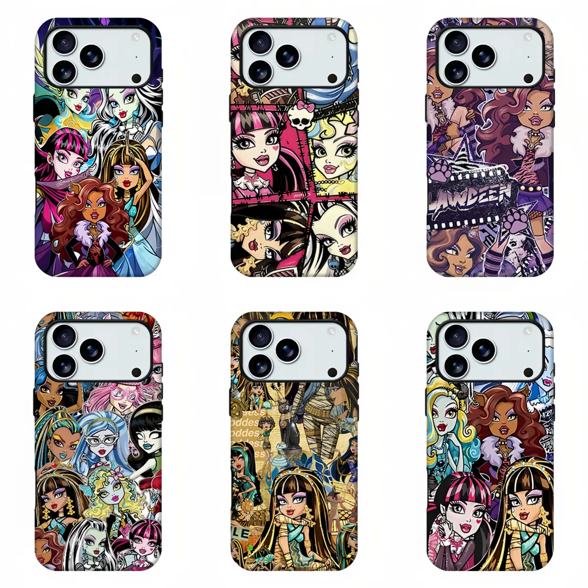Monster High Doll Collage Print Phone Case, Gothic Monster Girl Full Print Shockproof Cellphone Casing, Y2K Spooky Cute Teen Trendy Shell for  iPhone11 12 13 14 15 16 17pro max and Samsung S21-S26 .Perfect for Her/Him Girly Phone Caseslovely stylish gift