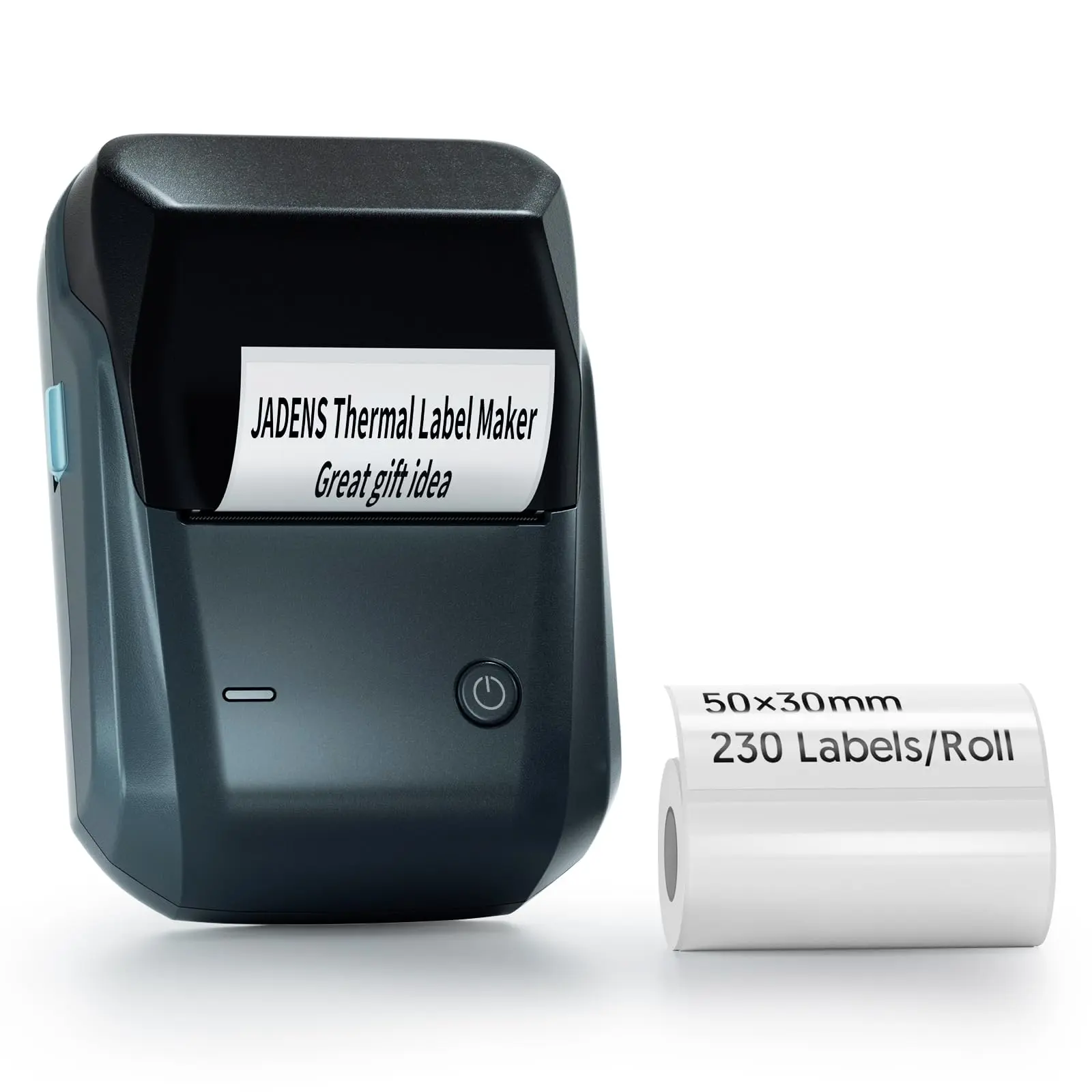 JADENS B1 Portable Wireless Thermal Inkless Label Maker Machine - 2 Tapes Included, Grey, for Office & Home, Supports QR Codes/Symbols, iOS/Android, Label Printer for Small Business, Cables, Valentine's Day