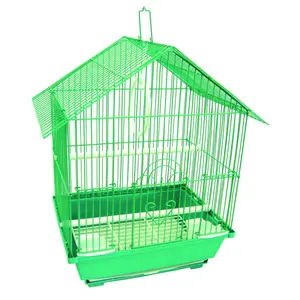212 MAIN Medium House-Shape Parakeet Cage - 13.3x10.8x17.8 in, Green, Metal Frame, Easy Cleaning, Slide-Out Tray, Top Handle