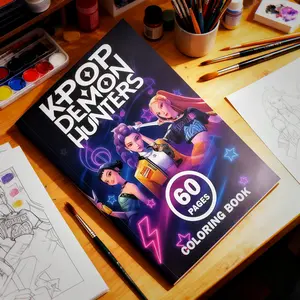 Demon Hunter K-Pop Coloring Book, Cool Idol Power, Dark Glamorous Demon Hunter, Global Trend, Fantasy World, Multiple Styles Available, Water Coloring Books, Watercolor Painting Book