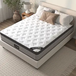 Made in USA - Premium High Elasticity Diamond Spiral Spring Hybrid Mattress and Cooling Gel Memory Foam Mattress with Vibration Isolation Function