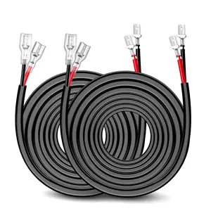 Nilight 2PCS 16 AWG 20Ft Weatherproof Wiring Harness Extension Kit, Copper Core, Flexible Wire, PVC Insulation, Plug-and-Play for Off-Road Work Lights, Boat Lights