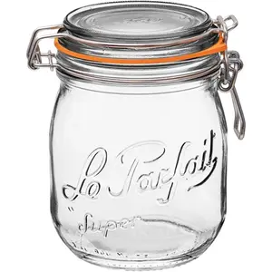 Super Jar 750mL (24oz)  Glass Preserving Jar w/Airtight Rubber Seal & Wire Bail Closure -  Canning Jar for Picks, Fruit, Sauce &  Storage -  France Since 1930 1PK