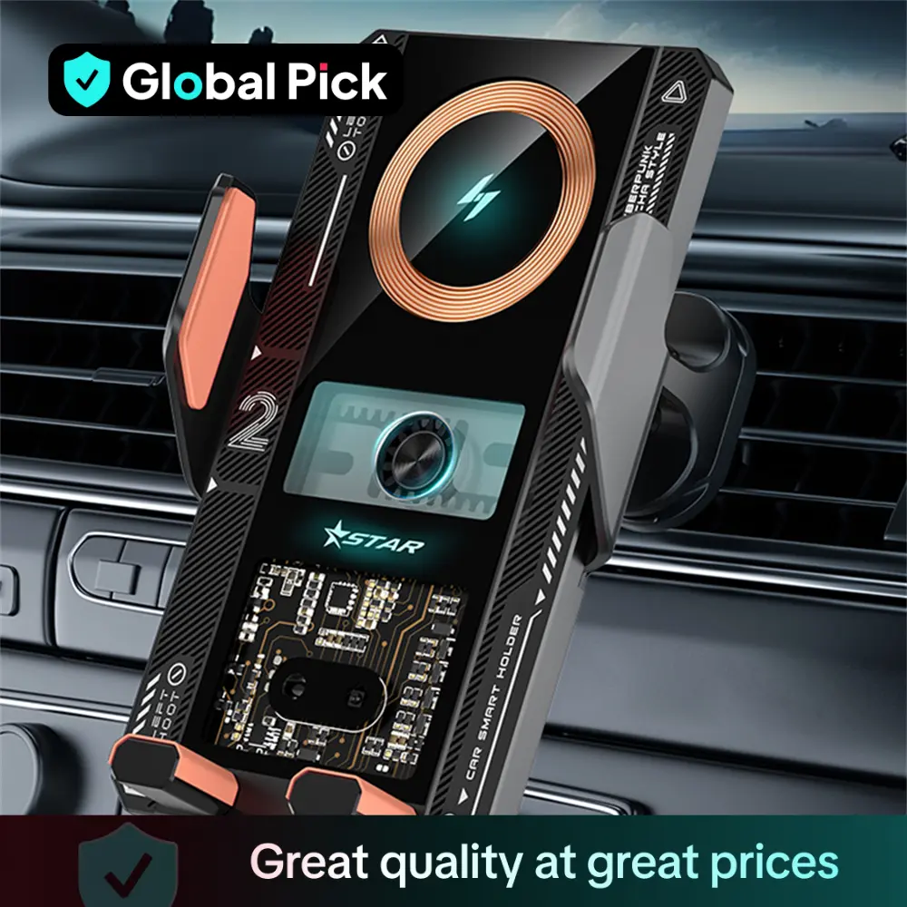 15W Wireless Car Charger, Auto Clamp Car Charger, Phone Charging Car Phone Holder for iPhone 15 14 13 12 11 Series, Samsung Galaxy S23 Ultra S22 S21 S