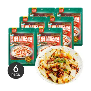 AKUAN Steamed Rice Noodle Rolls Sweet&Spicy,8.99 oz*6【6 Packs】 Asian Instant Food