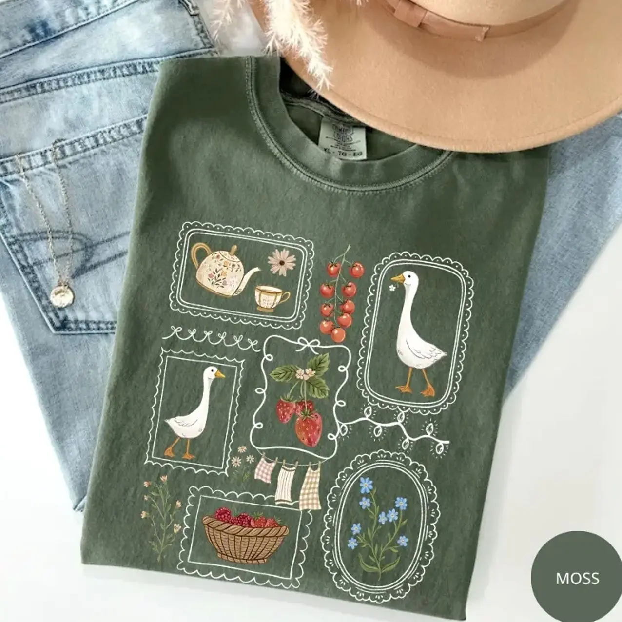 Comfort Colors Cottagecore Goose Shirt, Silly Goose Tee, Gardening Shirt, Spring Summer Aesthetic, Comfort Colors Graphic Tee, Casual Outfit, Vintage Wash Shirt, Oversized Women’s Outfit, Apr14