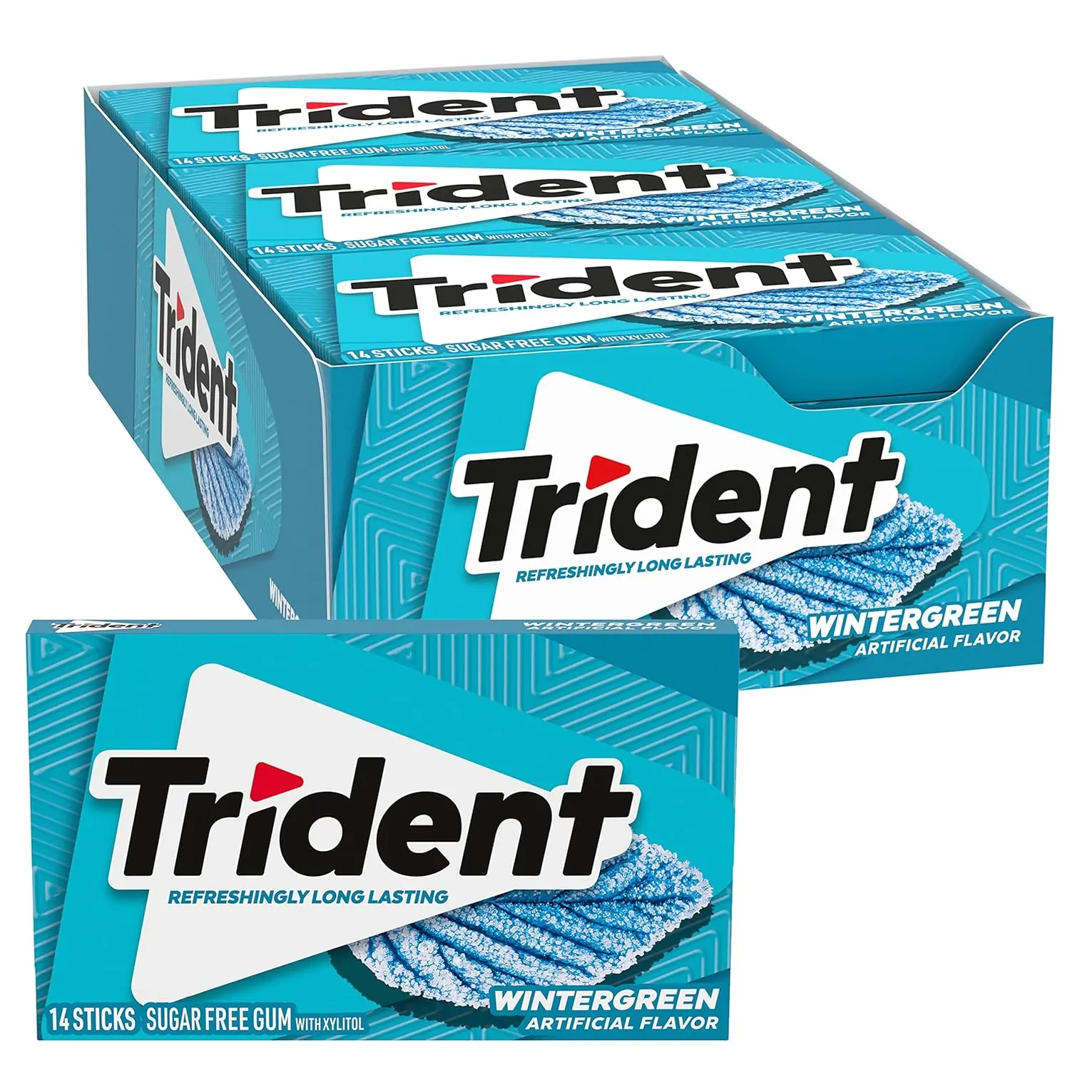 Trident Spearmint Sugar-Free Chewing Gum, 12 Packs of 14 Pieces (168 Total Pieces)