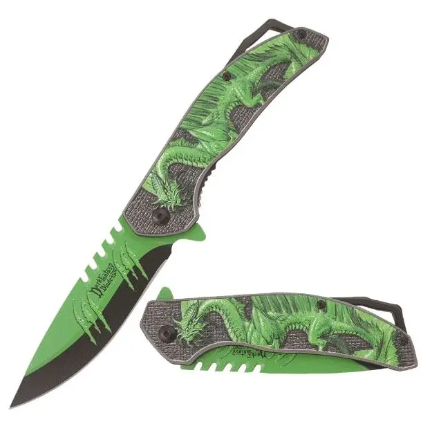 Magic Dragon Collectable Folding Knife Fantasy Green Handle Arts and Crafts