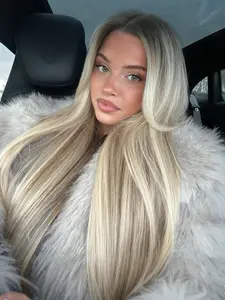 Blonde Brown Highlight 13x4 Lace Front Wig Pre Plucked Hairline Free Part Straight Wig Heat-Resistant Synthetic Wig for Women Daily Wear 28 Inches Lace Frontal Wig Lace Straight Wigs