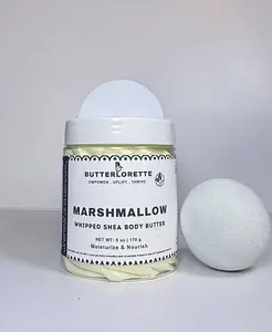 Marshmallow Whipped Body Butter 170g - Gourmand Lovers Moisturizer for nourishing dry skin, Chemical free, Cruelty Free, Luxurious Body Care