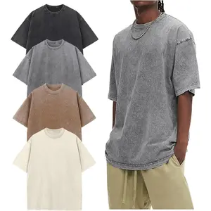 Gihuo 4 Pack Men Women Oversized Tshirts for Men Acid Wash Loose Fit Vintage Cotton Heavyweight T Shirts Baggy Tees Unisex Tops Casual Soft