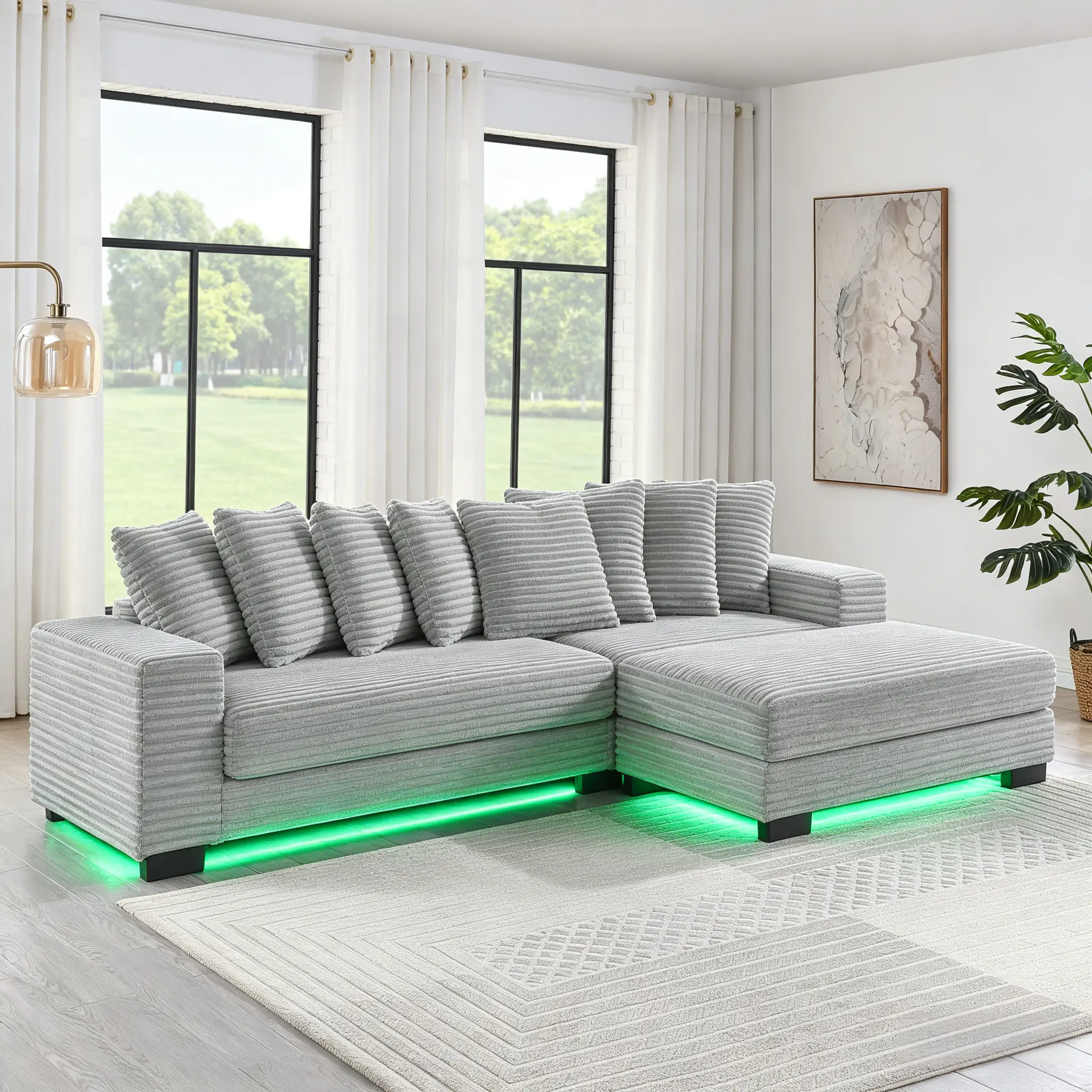 【4-Piece Set】Niccae Convertible Sectional Sofa Bed with Removable Ottoman - Multi-Functional L-Shaped Couch for Small Spaces, Game Room, Dormitory | Easy No-Tool Assembly, Dense Foam Chaise Lounge, Modern Home Decor Solution