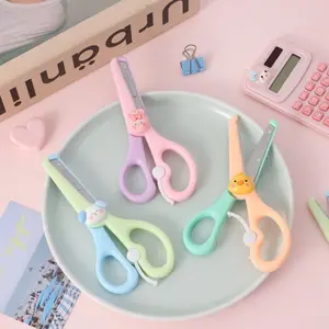 2PCS Spring Supported Kids Safety Scissors with Cute 3D Animal Charms, Non-Slip Soft Handle Blunt Edge Toddler Paper Shears, Portable Student Art Cutting Scissors for Classroom & Home Handcraft