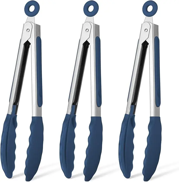 3 pcs Silicone Kitchen Tongs Set, Non-Stick Silicone Tongs Set,Non-Stick Silicone Tongs With Stainless Steel Handle, Heat Resistant Food Tongs For Cooking, Baking,Frying,Kitchen Accessories Utensils Classic