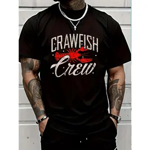 Crawfish Crew Shirt Seafood Cajun Boil Crayfish Louisiana T-Shirt Short Sleeve T-Shirt Women's Men's Graphic Tee Causal Tops Women's Men Graphic Tee Same Style for Men and Women 2026 Summer Short-sleeved Printed T-shirt 180G