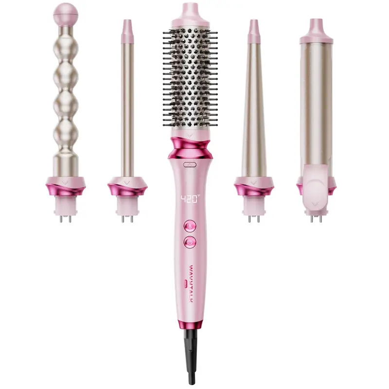 7 pc Pink Hair Styling Set with Interchangeable Barrels Amazon.com: Curling Iron Set 7-in-1, Curling Wand Set with 7  main image 4
