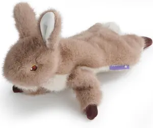 Fuzzwoof FluffBunny Squeaky Dog Toy, Lifelike Rabbit Look Flat Toy with Super Soft Fabric, Puppy Teething Toy, Interactive Go & Fetch Toy for All Breeds