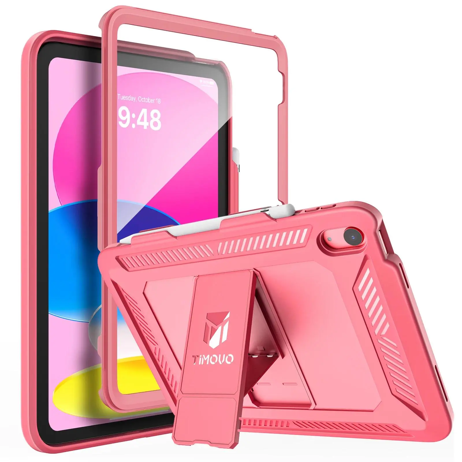 Hard Protective Tablet Case with Screen Protector, Kickstand, Stylus Holder - Heavy Duty, Shockproof PC + Silicone Casing for 11in iPad 11th Gen (A16) 2025 & 10.9in iPad 10th Generation 2022, Protection Accessory