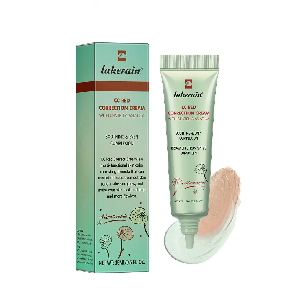 Color Correcting CC Cream - Green & Red Shades, Centella Asiatica Infused, SPF25, Soothing Moisturizer for Rosacea & Sensitive Skin, Oil Control, Tone-Evening Sunscreen Makeup Base (15ML) Hydrating Blend cushion
