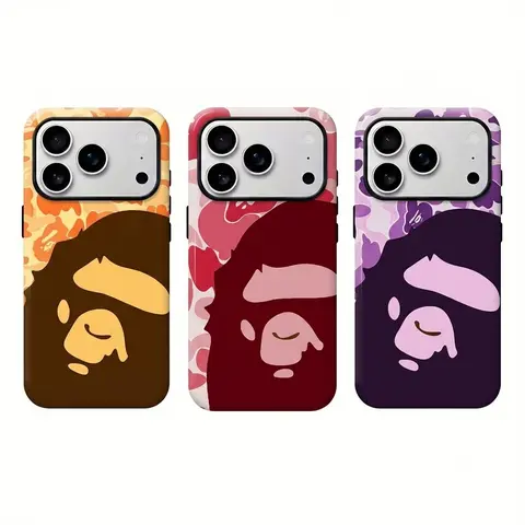 BAPE Ape Head Protective, Shockproof, Waterproof, Shock Resistant Cellphone Case - Handheld Accessory for iPhone 17/16/15/14/13/12/11 ProMax/Plus, Shockproof Cellphone Accessories