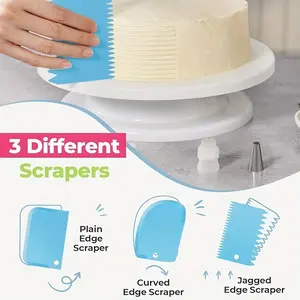 A Set of 3 Durable Cake Scrapers with a Hook Design for Easy Storage, Perfect for Dividing And Transferring Cakes, Pastries, Breads, Dough, And Other Baked Goods. They Are Smoothing Tools for Spreading Frosting, Mixing Cream Cheese, Icing, Jam