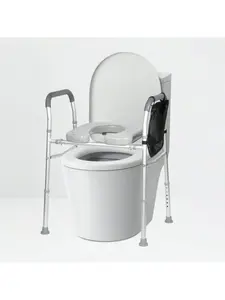 Raised Toilet Seat With Handles, Adjustable Width Height Elevated Toilet Seat Riser Adjustable 3 In 1 Commode Chair For Toilet With Side Pocket, Toilet Riser With Handles,300lbs Bedside Commode Chair, Toilet Seat Risers With