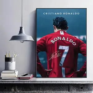Cristiano Ronaldo frameless canvas print posters, classic passionate realistic art, football star back, very suitable for sports culture enthusiasts, perfect gift for bedroom, living room, kitchen, wall decoration, room decoration, Unframed Art Print