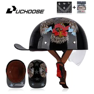 Summer Half Helmet Baseball Cap Style Retro Motorcycle Gear with FREE Face Towel Lightweight Breathable Sun Protection