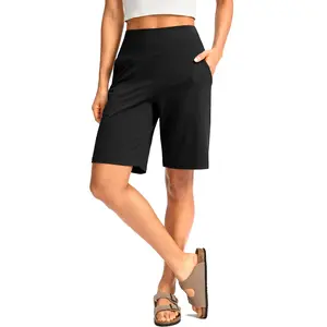 G Gradual Women's Bermuda Long Shorts with Pockets 9" High Waist Knee Length Shorts for Women Walking Athletic Workout