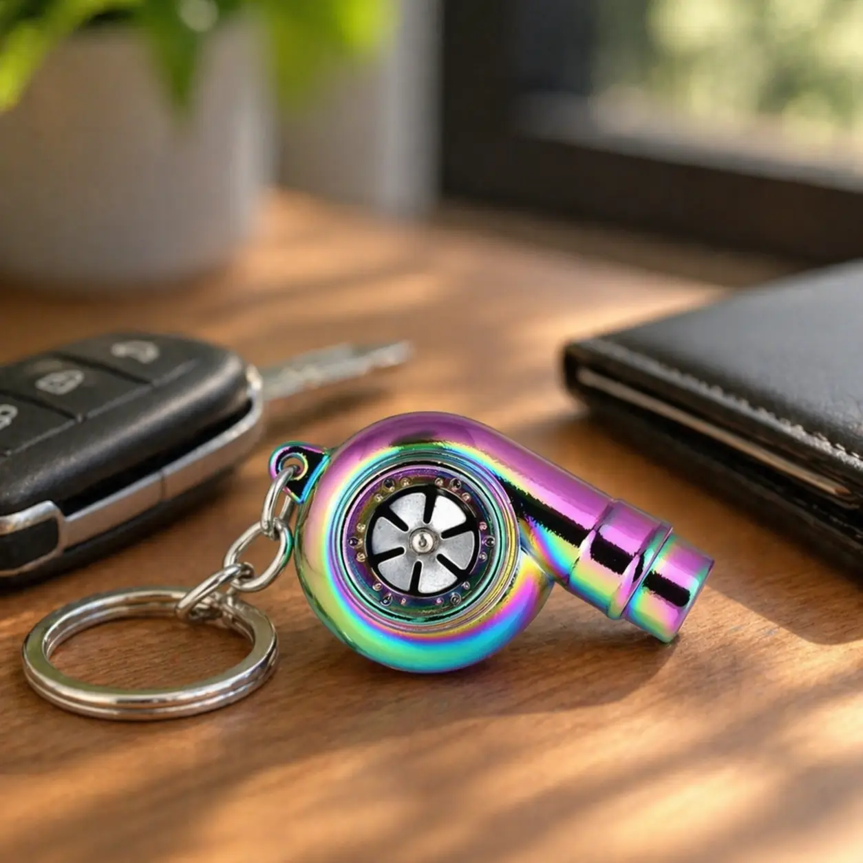 Turbo Whistle Keychain - Cool Unisex Key Rings for Car Keys, Spinning Turbocharger-Style Sturdy Compact Accessory with Authentic Sound, Automobile Enthusiast Party Gift, Cool Keychains, Key Tag
