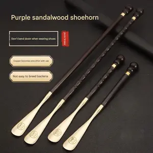 Solid Wood Long-Handled Pure Copper Shoehorn Extended Length for Home Use Ideal for Elderly & Pregnant Women Easy Shoe Lifting Tool for Leather & Casual Shoes