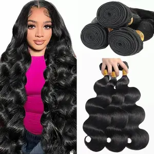 Brazilian 30inch Body Wave Human Hair Bundles with 2x6 4x4 Closure 10A Virgin Hair Bundles Wavy Wand Curl Quick Weave Hair Extension
