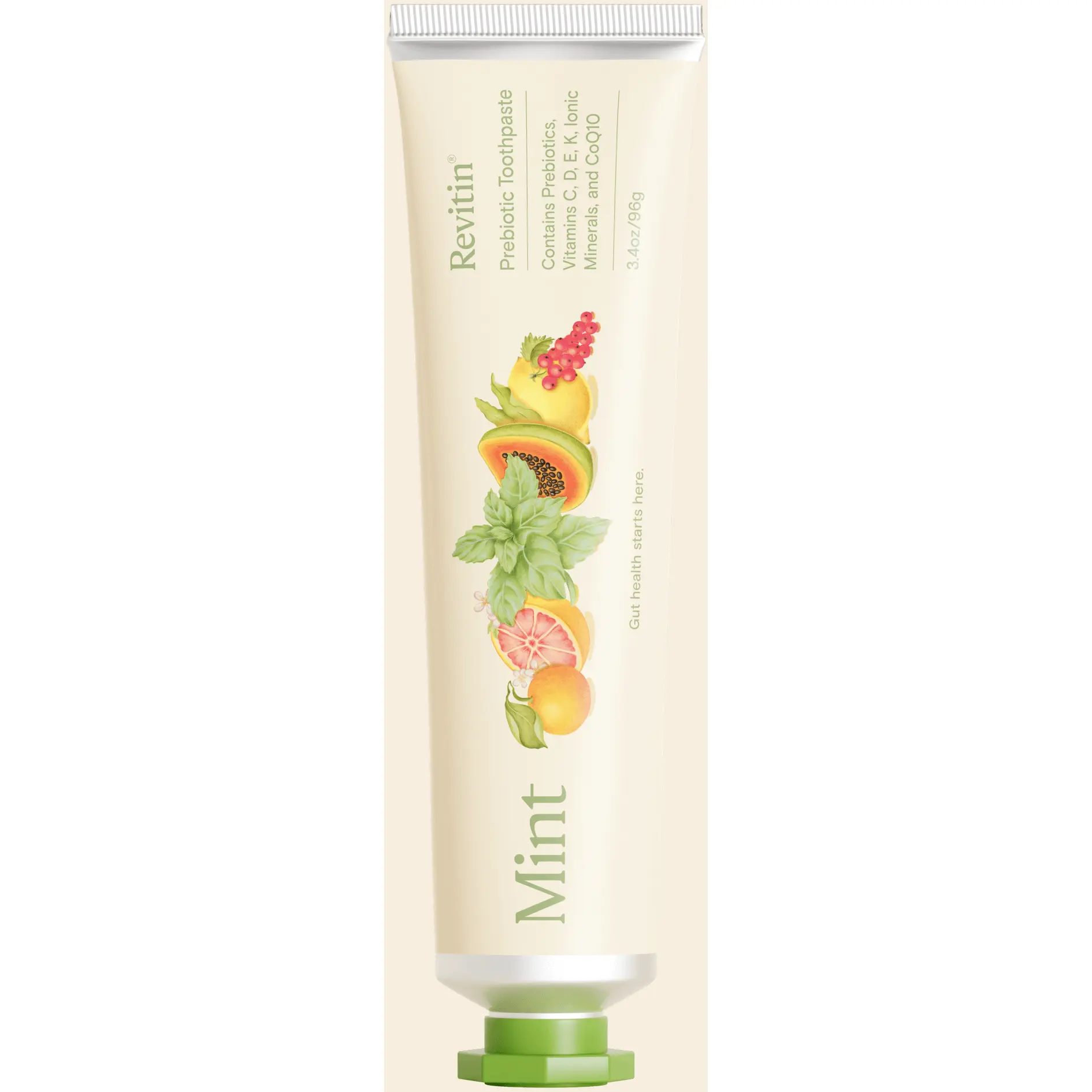 Revitin Prebiotic Toothpaste | Fluoride-Free Citrus Clean with Natural Whitening | Non-Toxic, Kid Safe, Dentist-Developed, SLS, Dye, Gluten & GMO Free | Pack of 5 Tubes Mint Oral