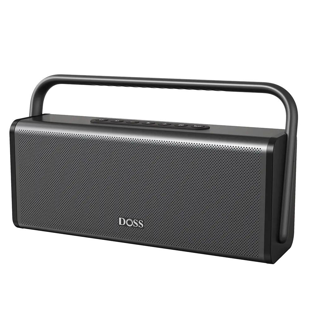 DOSS SoundBox XL Pro Portable Bluetooth Party Speaker - 50W Stereo Sound, 15W Drivers, 10W Tweeters, Bass Boost Button, 16-Hour Battery, Grey, USB Charging Cable, for Smartphones or Tablets, Garden Parties