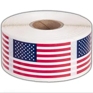 Flag Stickers Flags - 500 Per Roll - 1.25" X2" Patriotic Labels, Ideal for Decorations, Durable Design, Perfect for Events & Parties