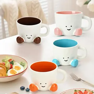 1 PCS Cute Ceramic Coffee Cup Sublimated Cartoon Water Mug Birthday Gift Handmade Tea Lover Present Unique Design Perfect for Daily Use