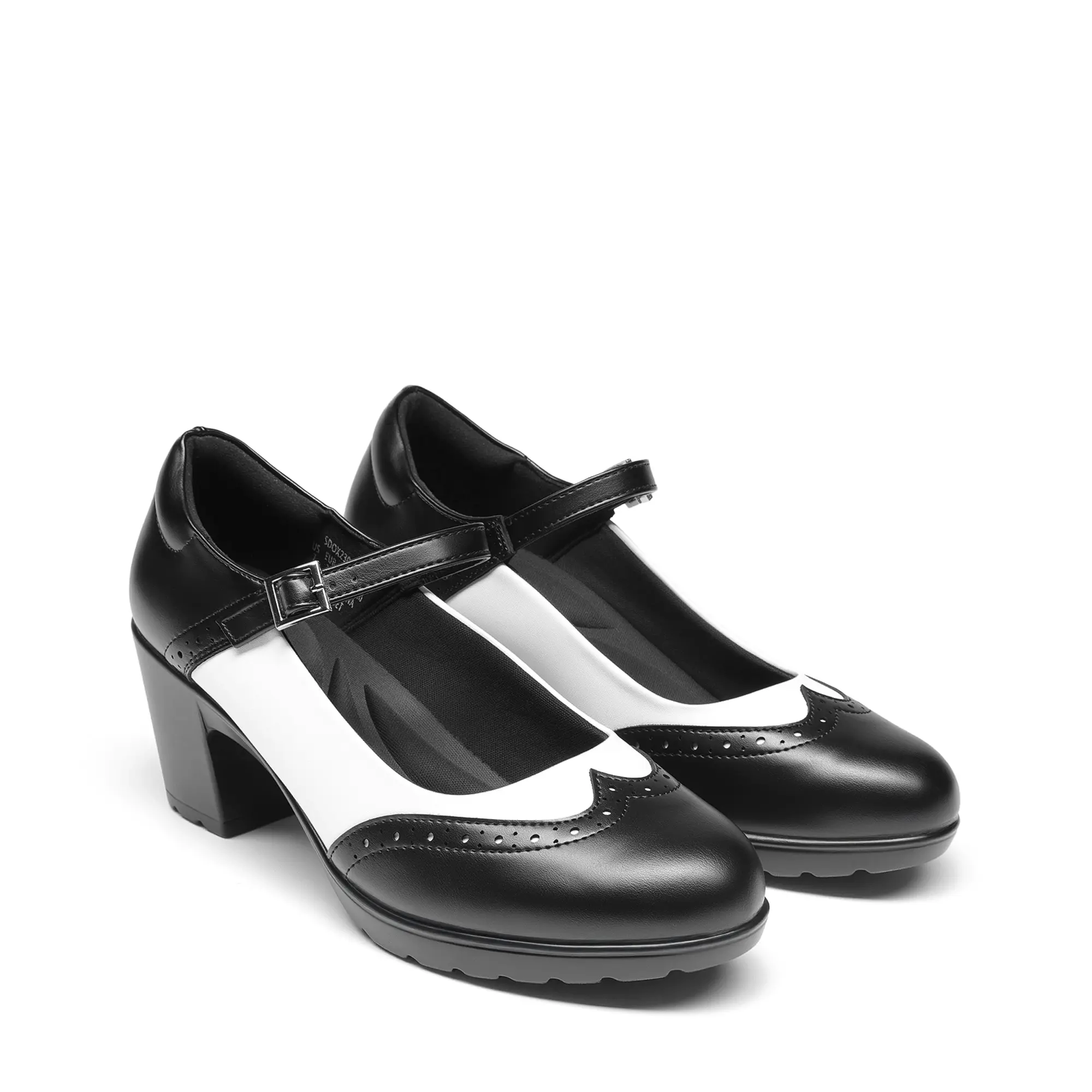 DREAM PAIRS Women's Mary Jane Style Chunky High Heels - Retro Round Toe, Cushioned Insole, Brogue Fashion Footwear for Casual Wear, Versatile Dress Shoes, Fashion Shoes, Retro Oxford, 2.8 In, Women's Shoes, Heels For Women