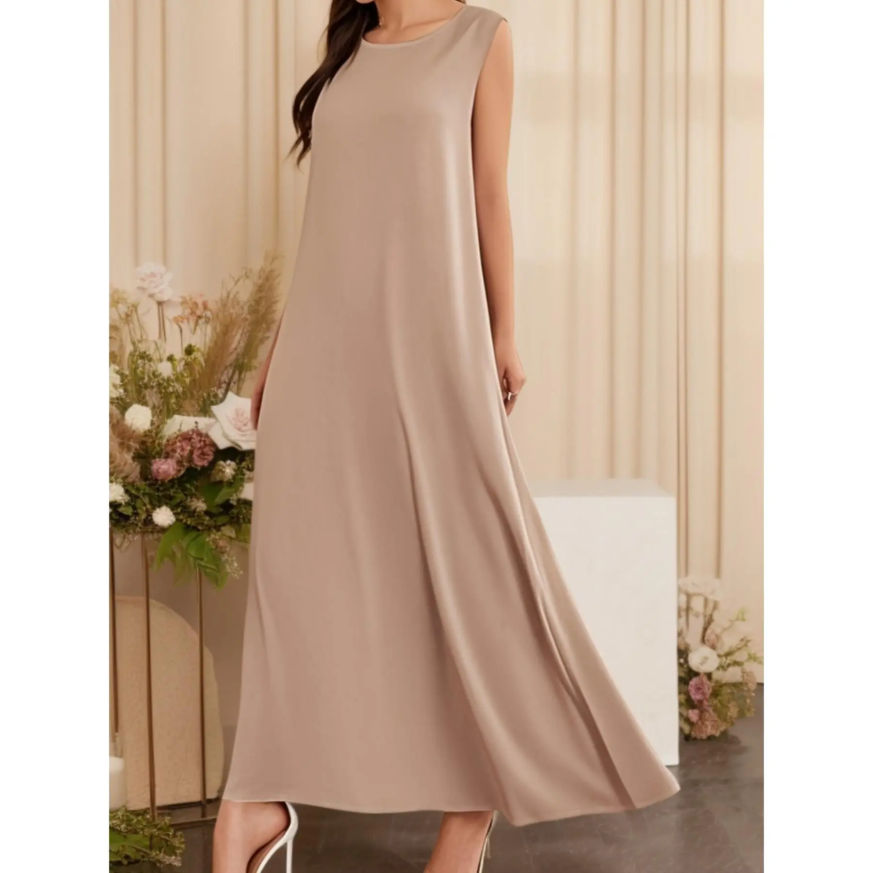 Women's Chic Textured Bubble Fabric Abaya Vest, Solid Color Loose Fit Modest Outerwear, Islamic Robe for Everyday Wear and Prayer, Loose Abayas, Casual, Polyester, Hijabi Fashion, Muslim Fashion, Long, All Seasons, Plain