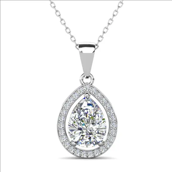 Women's 2-Piece Elegant Crystal Costume Jewelry Set - Gold-Plated Metal Necklace & Fish Hook Earrings with Thick Studs, CZ Surround Diamond Charms, Memorial Keepsake Gift for Adults, Earrings And Necklace Set, 1 Large