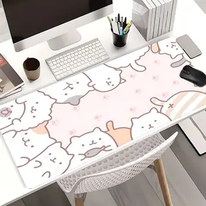 Cute Cat Pattern Mouse Pads Gaming Mouse Pad Extended Mouse Pad Computer Desk Mat with Non - Slip Rubber Base Stitched Edges Surface for PC Gamers Office Workers & Home Use