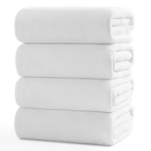 4-Pack 35"x70" Large Bath Towel Set Ultra Soft Microfiber Bath Sheet Super Absorbent Lightweight Quickdry Oversized Family Shares Plain Perfect for Bathroom Hotel Home Pool Accommodation-Jessy Home White White