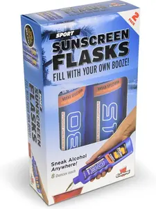 Sport Bottle Sunscreen Flask 2 Pack, Includes Funnel and Liquor Bottle Pour Spout
