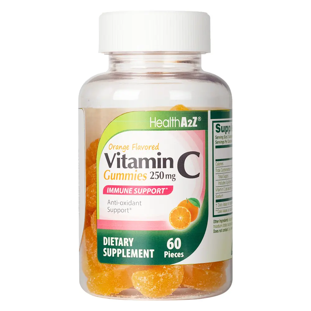 HealthA2Z Vitamin C Gummies (Orange Flavored) - 60 Pieces (Pack of 1) - Edible Antioxidants to Support Immune Health