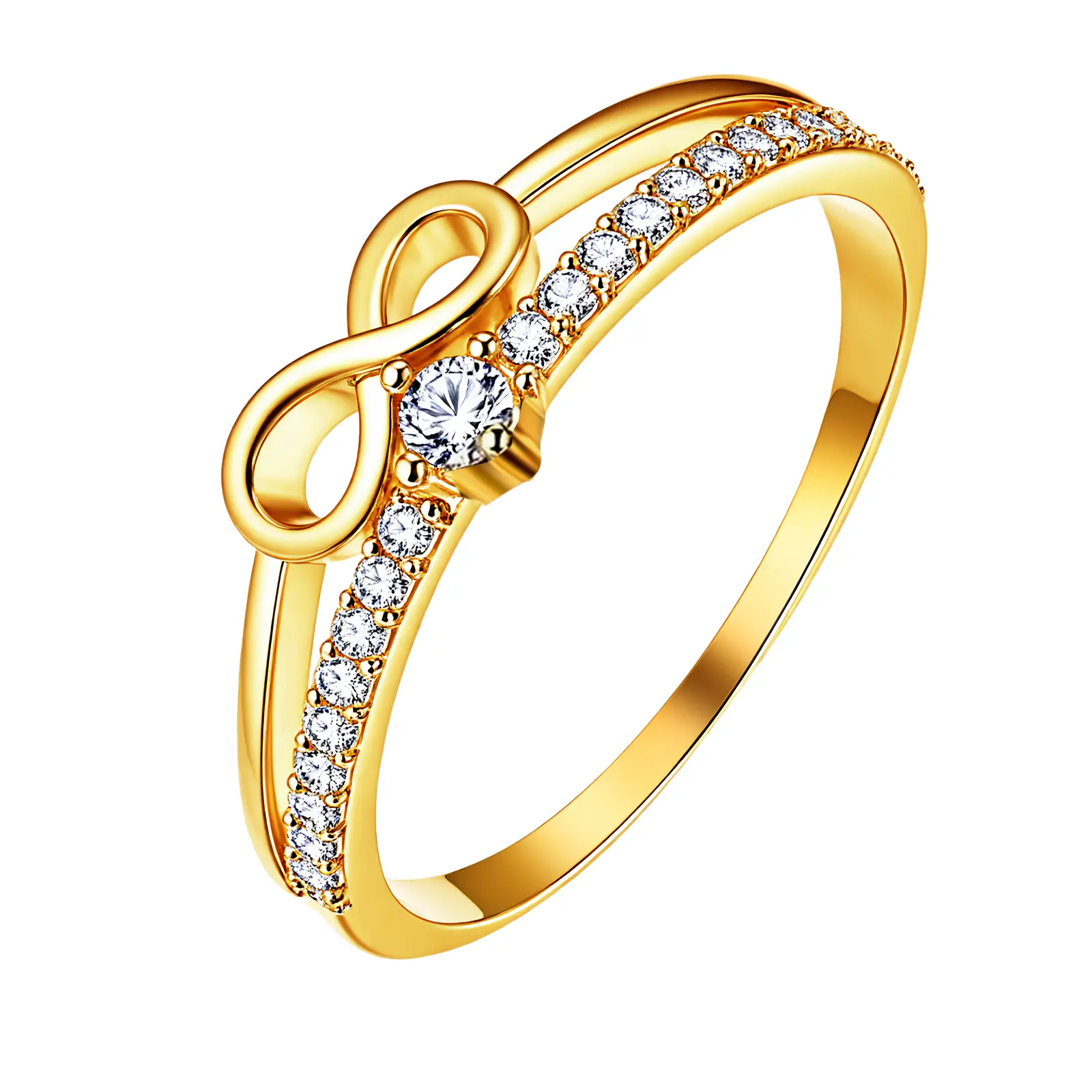 OIDEA Women's Gold-Plated Brass Eternity Stackable Ring - Artificial Cubic Zirconia, Non-Tarnish, Durable, Gold Band Promise Infinity Ring, Heartfelt Gift for Weddings (Sizes 6-10), Promise Ring